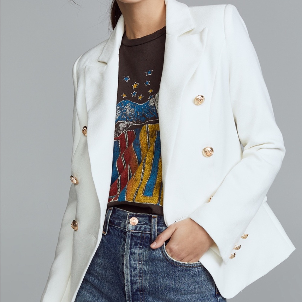 Lioness White Blazer with Gold Buttons